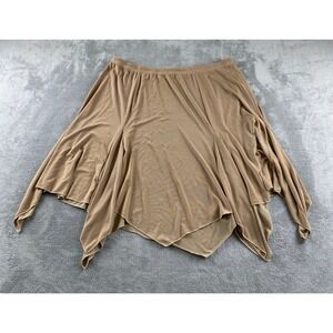 Carolyn Strauss Tan Handkerchief Hem Skirt Plus 3X Petite Shimmer Sharkbite USA